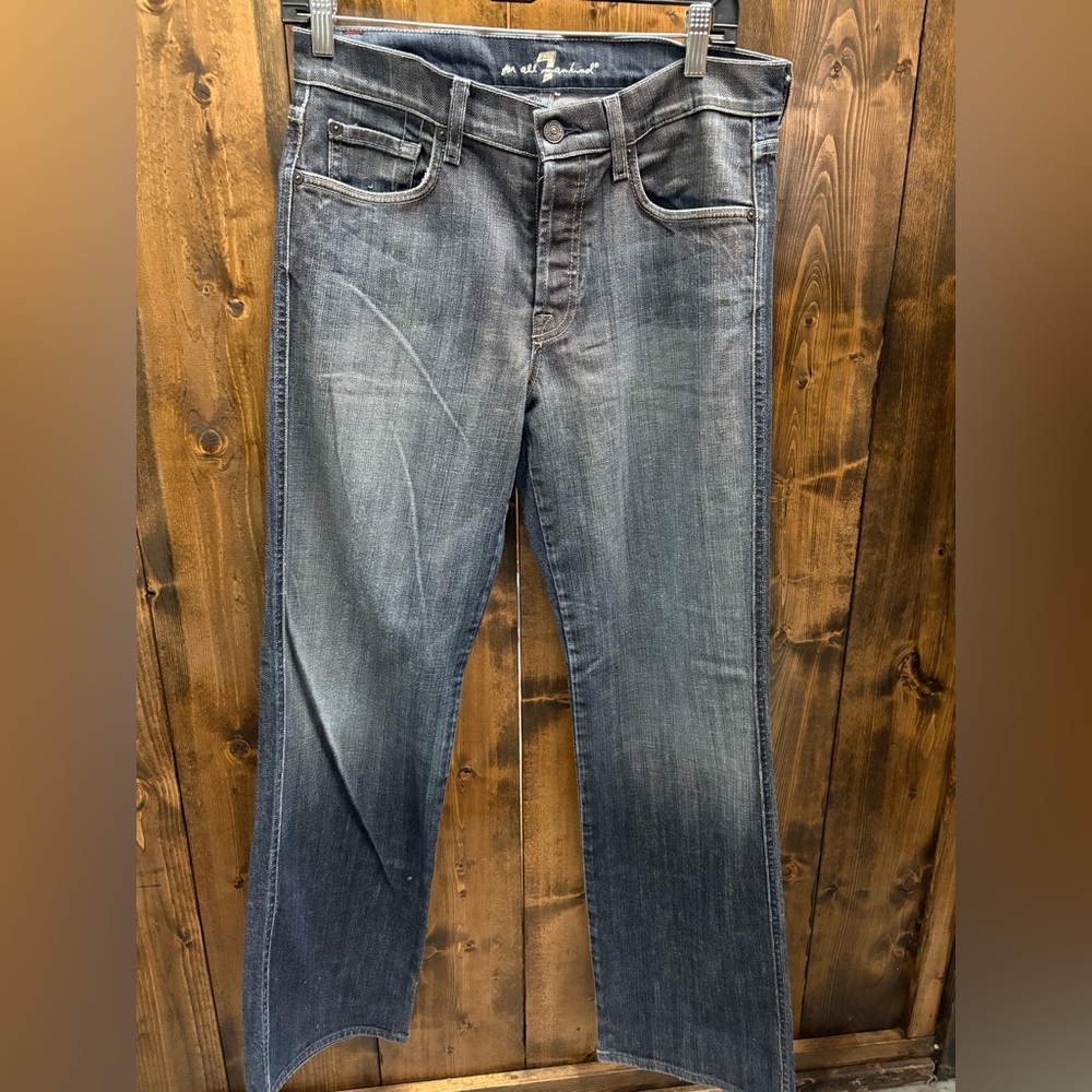 7 For All Mankind Men's Dark Gray Straight Jeans
